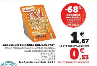 U Express Sandwich Triangle Xxl Daunat offre