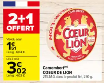 Carrefour Camembert COEUR DE LION offre