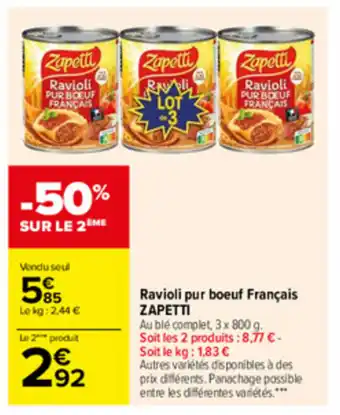 Carrefour Ravioli pur boeuf français ZAPETTI offre