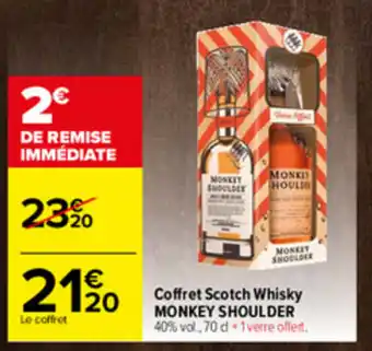 Carrefour Coffret scotch whisky MONKEY SHOULDER offre