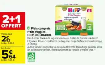 Carrefour Plats complets p'tits veggies HIPP BIOLOGIQUE offre