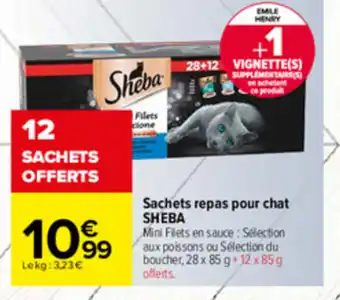 Carrefour Sachets repas pour chat SHEBA offre