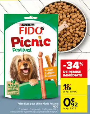 Carrefour Friandises pour chien picnic festival FIDO offre