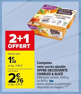 Carrefour Market Compotes sans sucres ajoutés offre