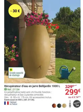 Gamm vert Récupérateur D'eau En Jarre Bellijardin 1000 L offre