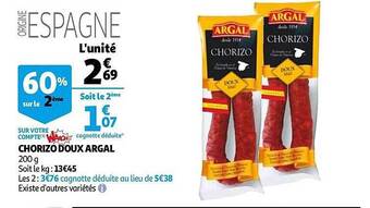 Auchan Chorizo Doux Argal offre