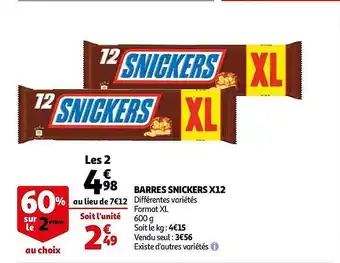 Auchan Barres Snickers X12 offre