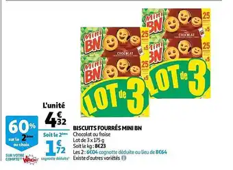 Auchan Biscuits Fourrés Mini Bn offre