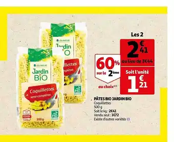 Auchan Pâtes Bio Jardin Bio offre