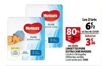 Auchan Lingettes Pure Extra Care Huggies offre