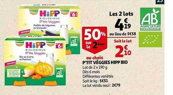 Auchan P'tit Véggies Hipp Bio offre