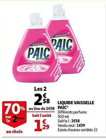 Auchan Liquide Vaisselle Paic offre