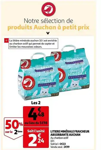 Auchan Litière Minérale Fraîcheur Absorbante Auchan offre
