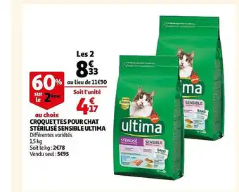 Auchan Croquettes Pour Chat Stérilisé Sensible Ultima offre