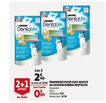 Auchan Friandises Pour Chat Adulte Au Saumon Purina Dentalife offre