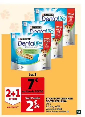 Auchan Sticks Pour Chien Mini Dentalife Purina offre