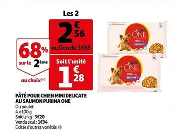 Auchan Pâté Pour Chien Mini Délicate Au Saumon Purina One offre