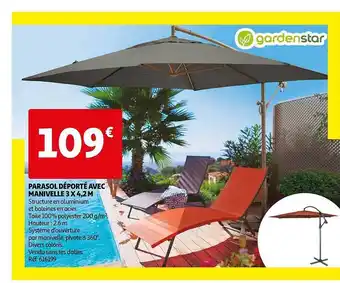 Auchan Parasol Déporté Avec Manivelle 3 X 4,2 M Gardenstar offre