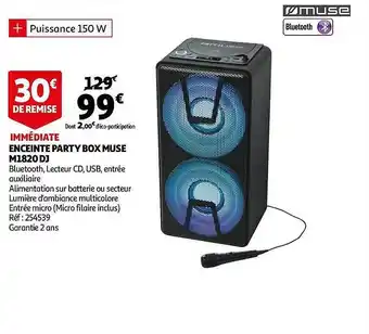 Auchan Enceinte Party Box Muse M1820 Dj offre
