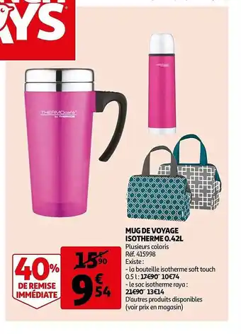 Auchan Mug De Voyage Isotherme 0.42l offre