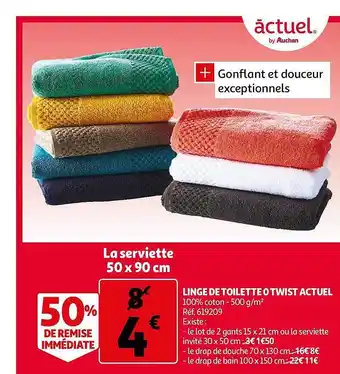 Auchan Linge De Toilette O Twist Actuel offre