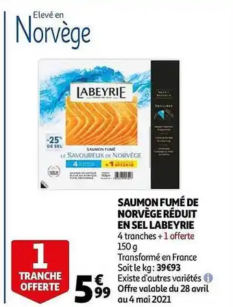 Auchan Saumon Fumé De Norvège Réduit En Sel Labeyrie offre