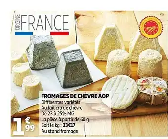 Auchan Fromages De Chèvre Aop offre