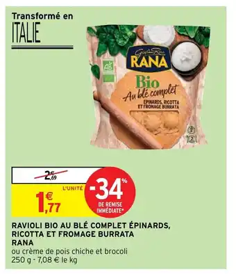 Intermarché Express Ravioli Bio Au Blé Complet épinards, Ricotta Et Fromage Burrata Rana offre