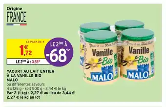 Intermarché Express Yaourt Au Lait Entier a La Vanille Bio Malo offre