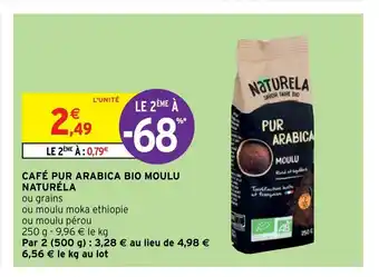 Intermarché Express Café Pur Arabica Bio Moulu Naturéla offre