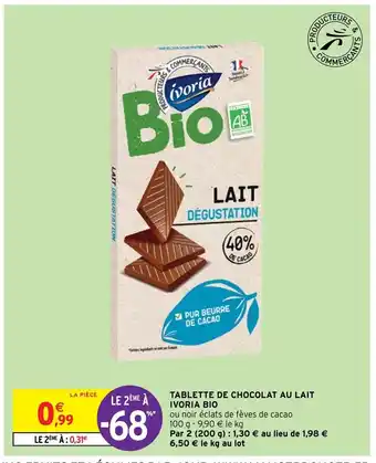 Intermarché Express Tablette De Chocolat Ivoria Bio offre
