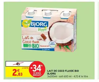 Intermarché Express Lait De Coco Fluide Bio Bjorg offre
