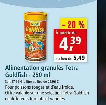 Maxi Zoo Alimentation Granulés Tetra Goldfish - 250 Ml offre