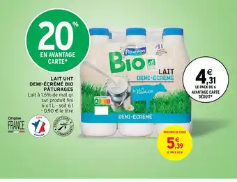 Intermarché Express Lait Uht Demi-écrémé Bio Paturages offre