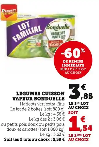 Super U BONDUELLE Légumes cuisson vapeur offre