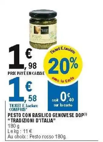 E.Leclerc Pesto con basilico offre