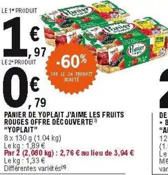 E.Leclerc Panier de yoplait j'aime les fruits offre