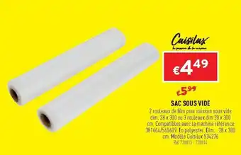 Trafic Sac sous vide offre