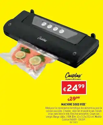 Trafic Machine sous vide offre