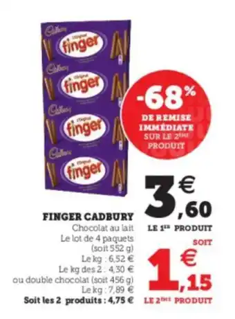 Super U Finger cadburt offre