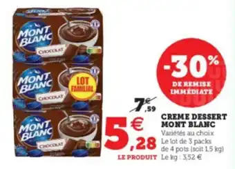 Super U Creme dessert mont blanc offre