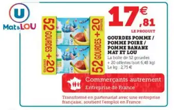 Super U Gourdes pomme / pomme poire offre