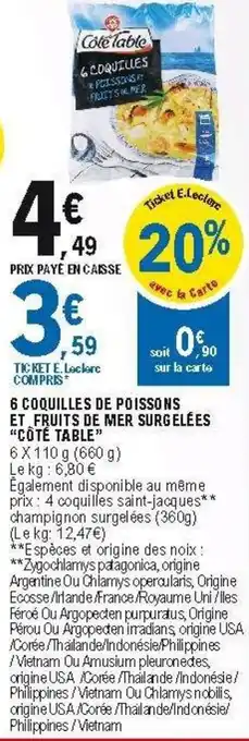 E.Leclerc 6 coquilles de poissons offre