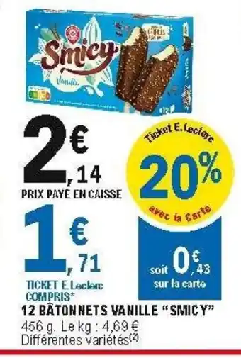 E.Leclerc 12 bâtonnets vanille offre