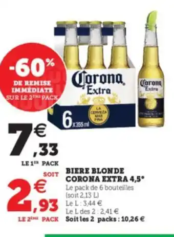 Super U Biere Blonde Corona Extra 4,5 offre