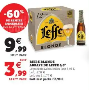 Super U Biere Blonde Abbaye de Leffe 6,6 offre