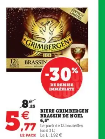 Super U Biere Grimbergen Brassin de Noel offre