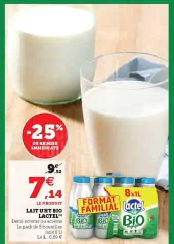 Super U Lait UHT Bio Lactel offre