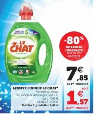 Super U Lessive Liquide Le Chat offre