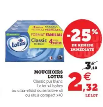 Super U Mouchoirs Lotus offre